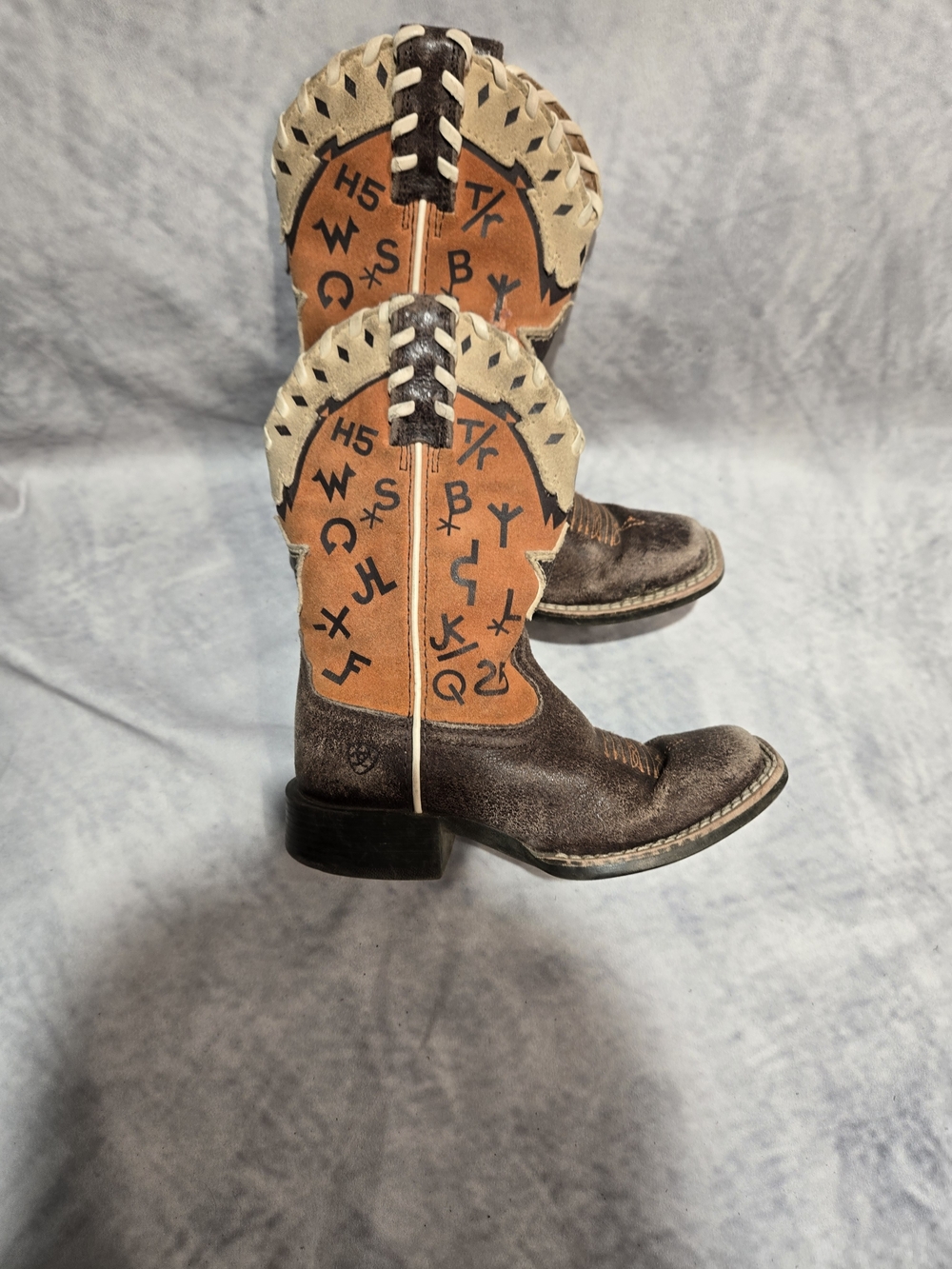 Ariat Kids Brown and Tan Western Boots with Brand Stamps